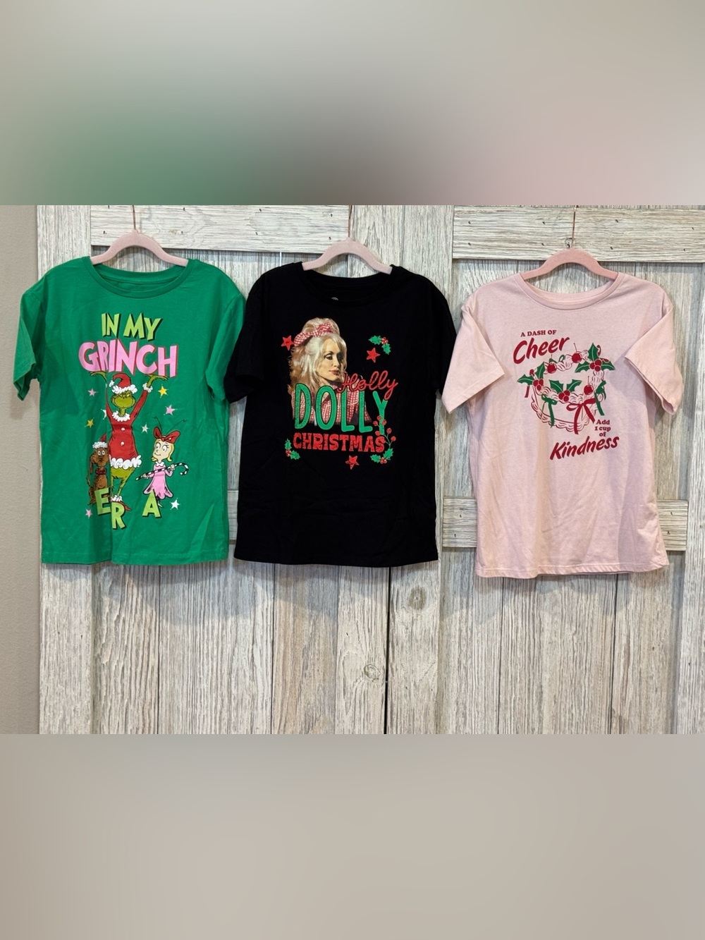 Girls Christmas Tees (3)-all Sz 7/8